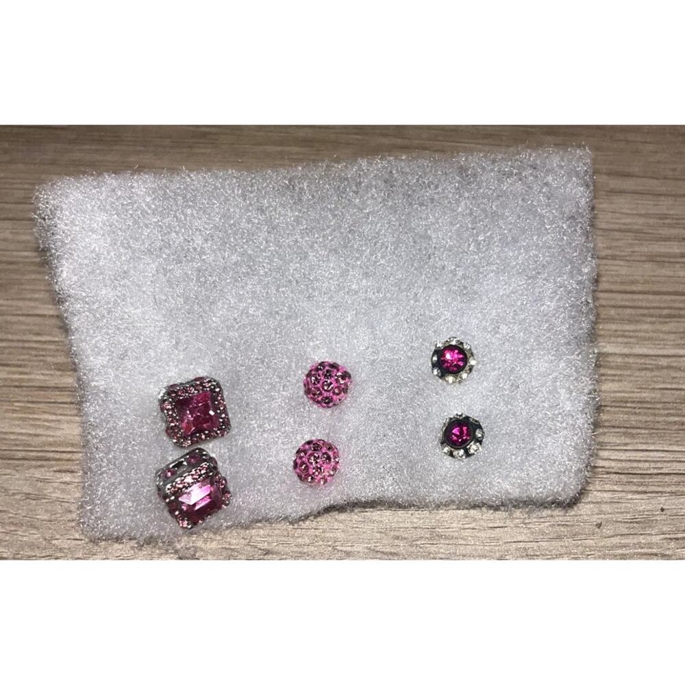 3 piece set of Pink Sapphire Stud Earrings